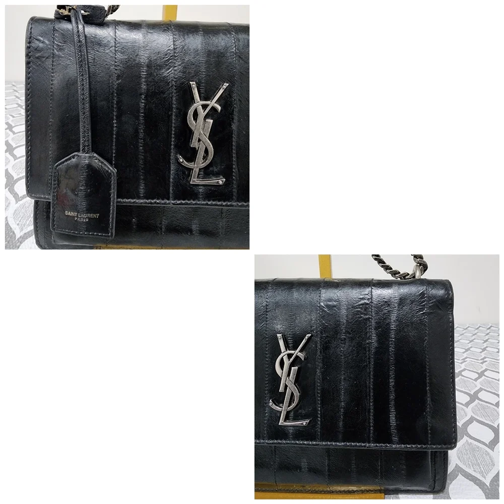 Saint Laurent Sunset eel crossbody bag Black